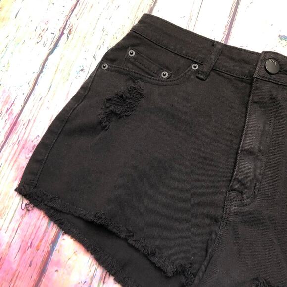 BDG Jeans Shorts Womens 29 Black High Rise Cheeky Distressed ASO Selena Gomez - Picture 6 of 12